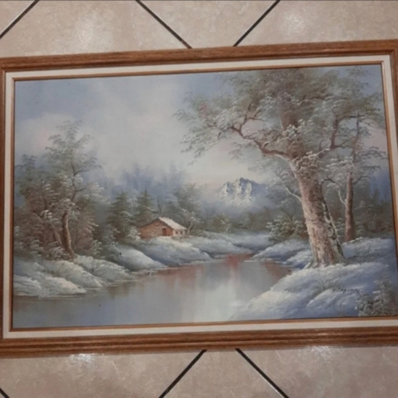 Winter Landscape Oil Painting on Canvas Signed by Artist - Picture 1 of 4